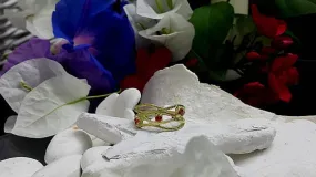 January birthstone ring,Gemstones Ring,Garnet Ring,Gold Ring,Stacking Ring,Stack Red Ring,Hammered Ring,Prong Ring