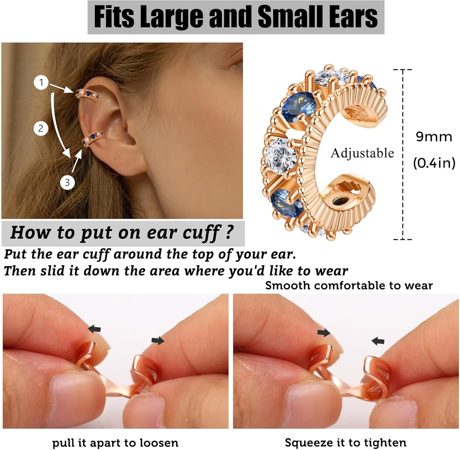 JeryWe 25 Pcs Gold Ear Cuffs for Women Non Piercing Adjustable Ear Cuff Fake Piercings Clip On Upper Ear Cartilage Earrings Helix Wrap Ear Cuff Jewelry Set Rose Gold