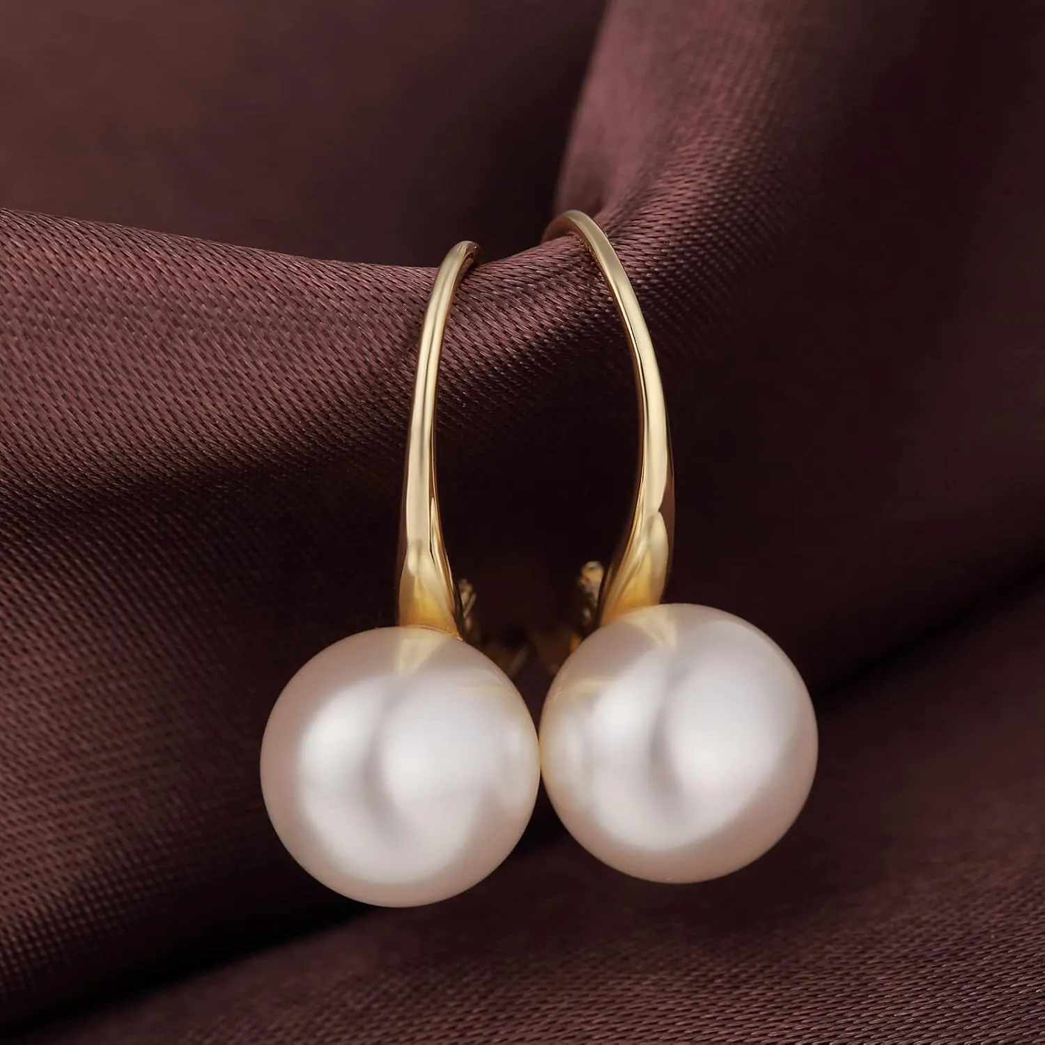 Jiamiaoi Pearl Diamond Earrings for Women Dangle Drop Earrings 925 Sterling Silver Pearl Lever Back Drop Earrings Pearl Silver Earrings for Women Come with Gift Box