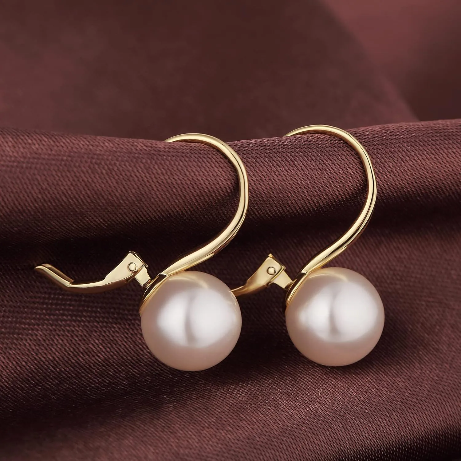 Jiamiaoi Pearl Diamond Earrings for Women Dangle Drop Earrings 925 Sterling Silver Pearl Lever Back Drop Earrings Pearl Silver Earrings for Women Come with Gift Box