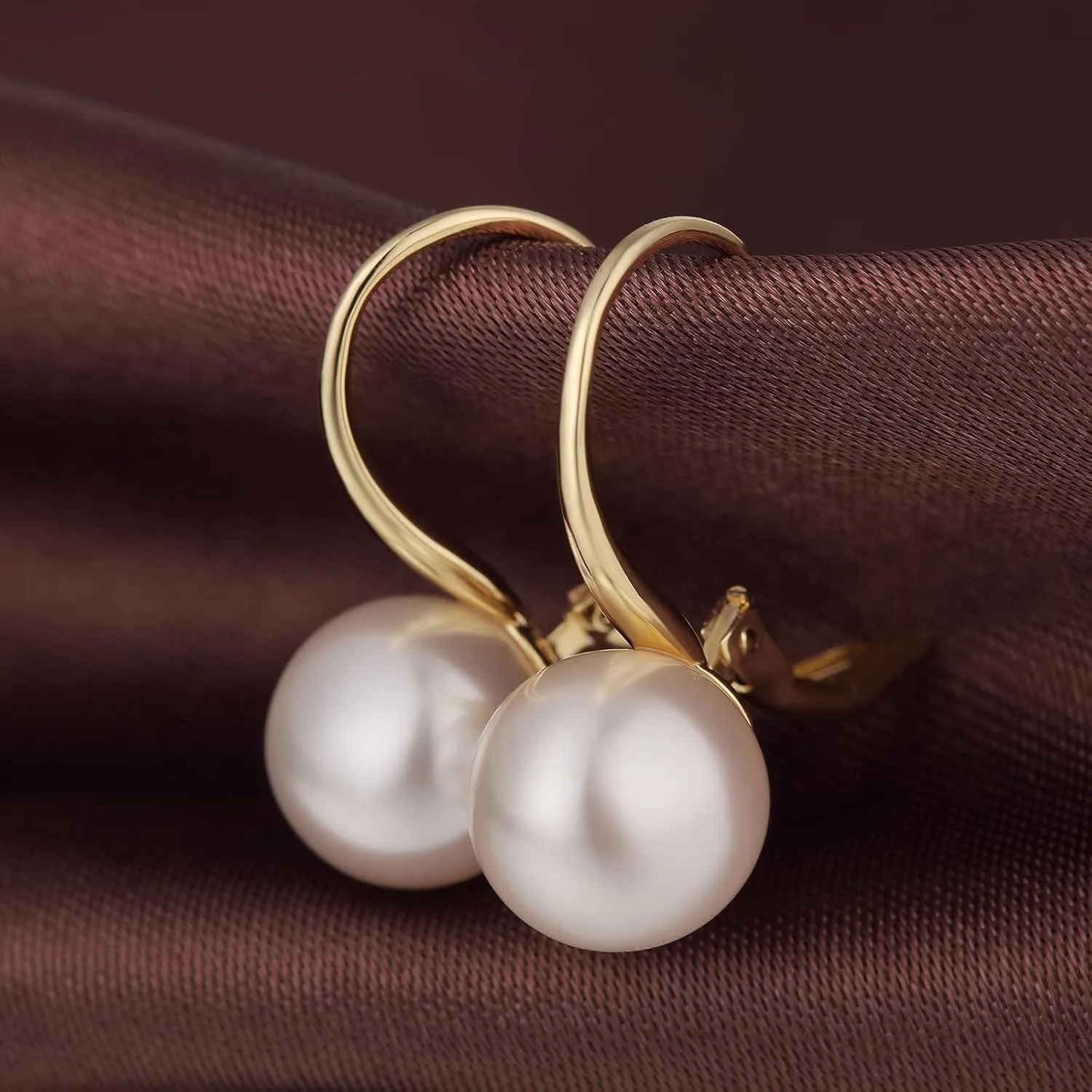 Jiamiaoi Pearl Diamond Earrings for Women Dangle Drop Earrings 925 Sterling Silver Pearl Lever Back Drop Earrings Pearl Silver Earrings for Women Come with Gift Box