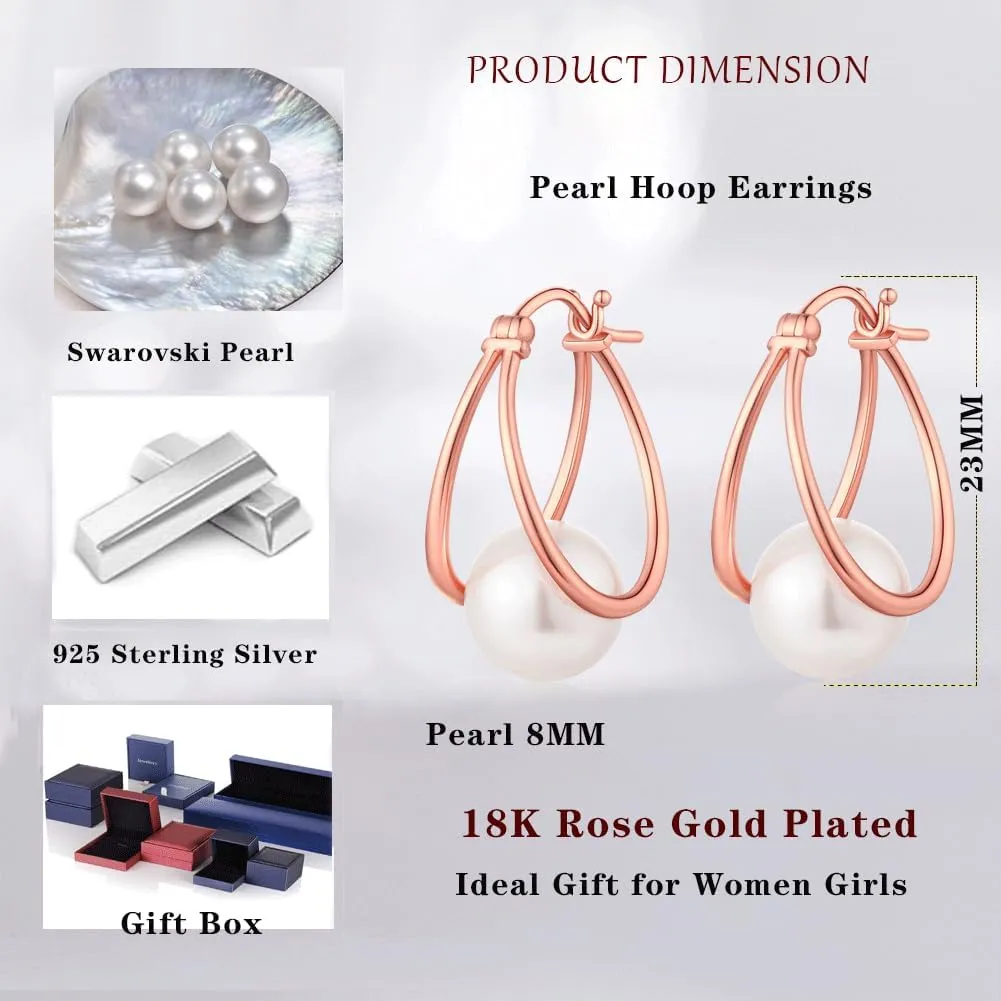 Jiamiaoi Sterling Silver Pearl Drop Earrings - Dangle Lever Back Hook Earrings for Women - Come with Gift Box