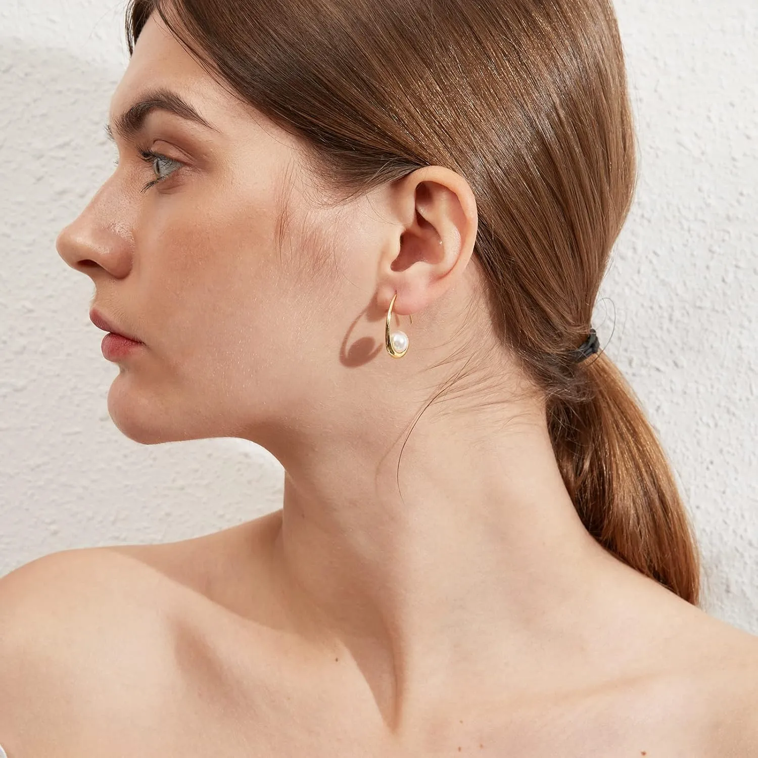 Jiamiaoi Sterling Silver Pearl Drop Earrings - Dangle Lever Back Hook Earrings for Women - Come with Gift Box