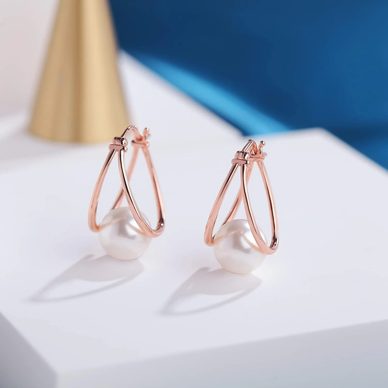 Jiamiaoi Sterling Silver Pearl Drop Earrings - Dangle Lever Back Hook Earrings for Women - Come with Gift Box