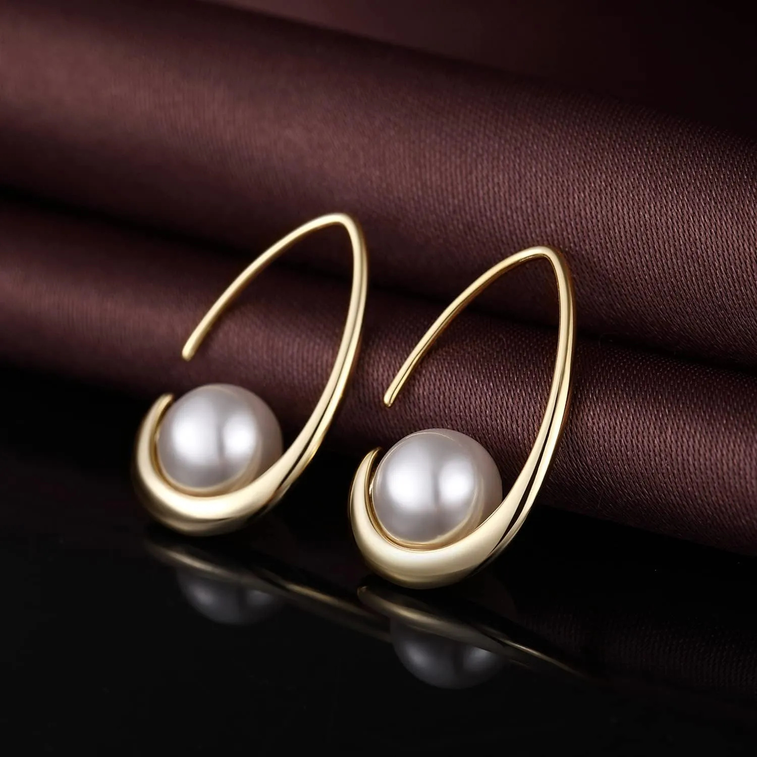 Jiamiaoi Sterling Silver Pearl Drop Earrings - Dangle Lever Back Hook Earrings for Women - Come with Gift Box