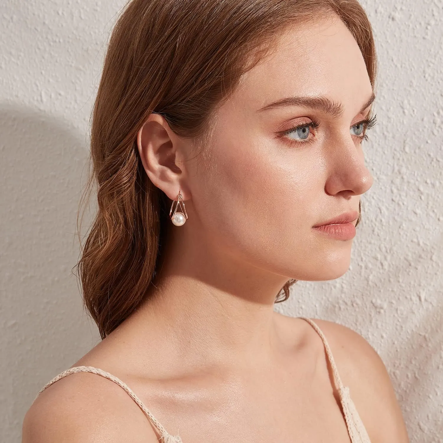 Jiamiaoi Sterling Silver Pearl Drop Earrings - Dangle Lever Back Hook Earrings for Women - Come with Gift Box