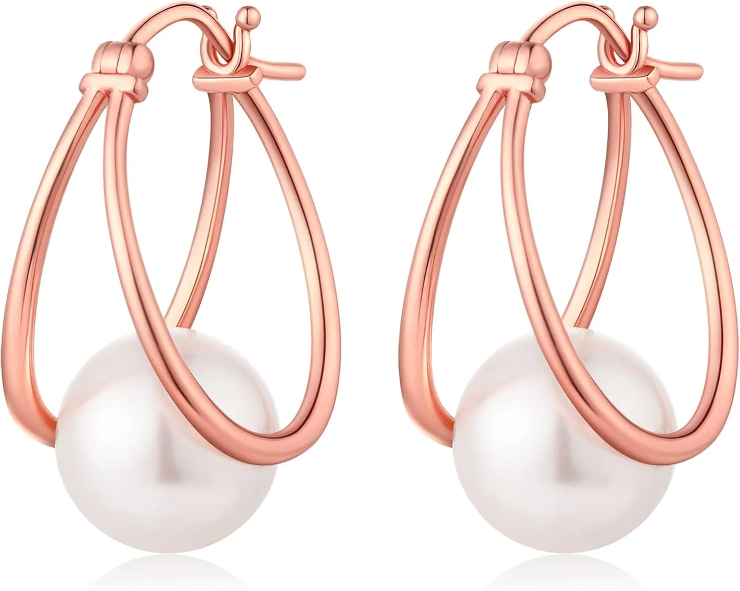 Jiamiaoi Sterling Silver Pearl Drop Earrings - Dangle Lever Back Hook Earrings for Women - Come with Gift Box