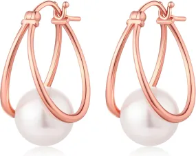Jiamiaoi Sterling Silver Pearl Drop Earrings - Dangle Lever Back Hook Earrings for Women - Come with Gift Box