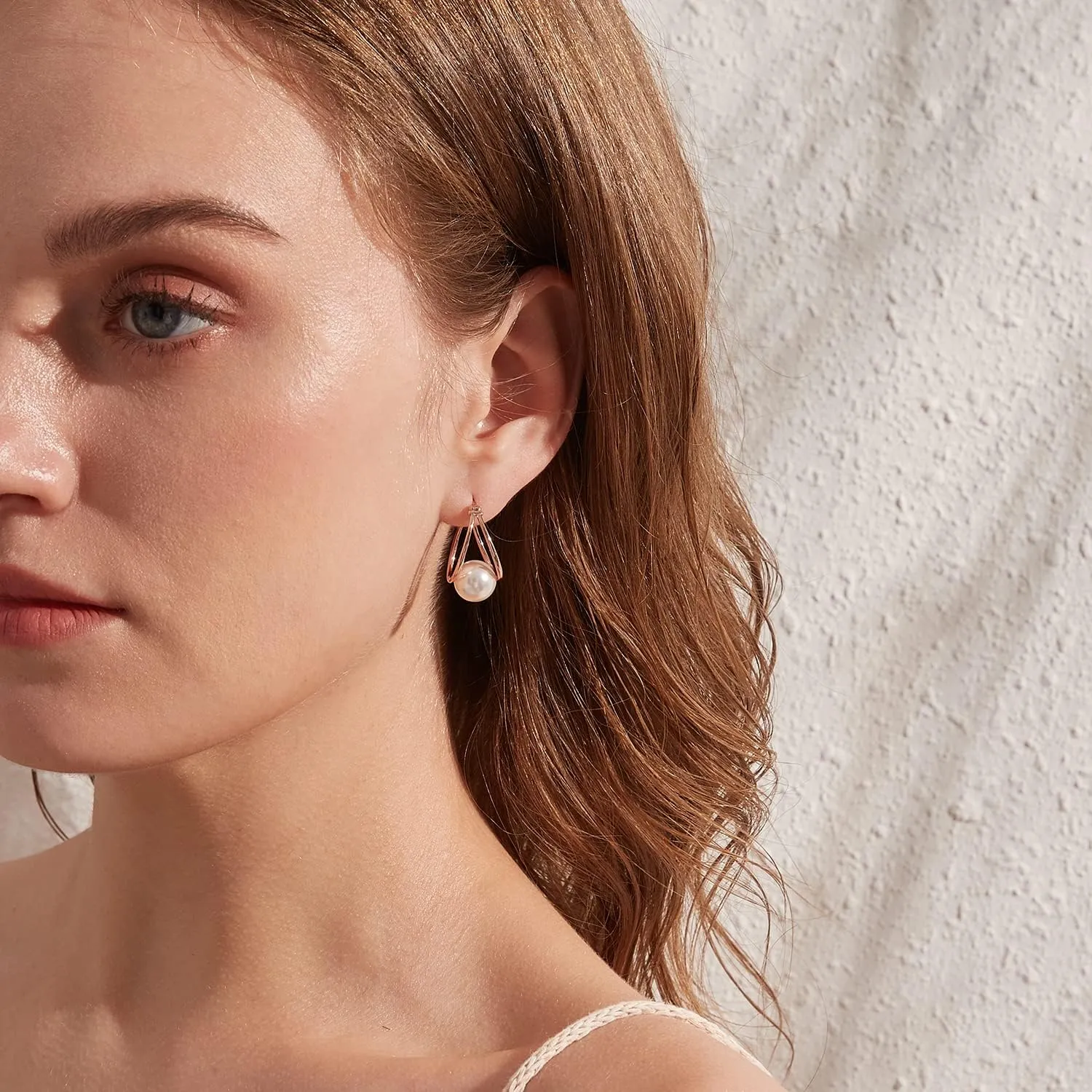 Jiamiaoi Sterling Silver Pearl Drop Earrings - Dangle Lever Back Hook Earrings for Women - Come with Gift Box