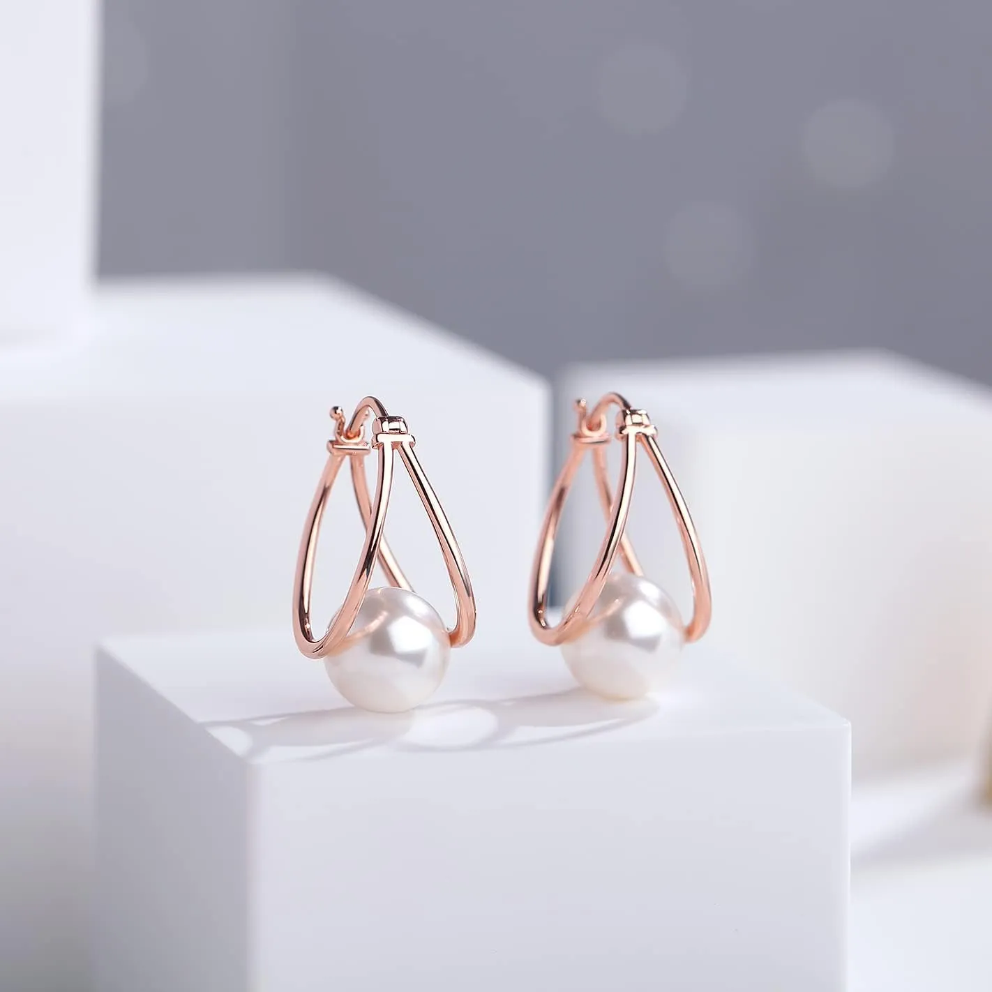 Jiamiaoi Sterling Silver Pearl Drop Earrings - Dangle Lever Back Hook Earrings for Women - Come with Gift Box