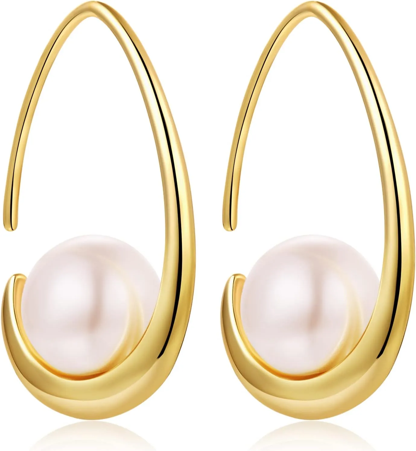 Jiamiaoi Sterling Silver Pearl Drop Earrings - Dangle Lever Back Hook Earrings for Women - Come with Gift Box