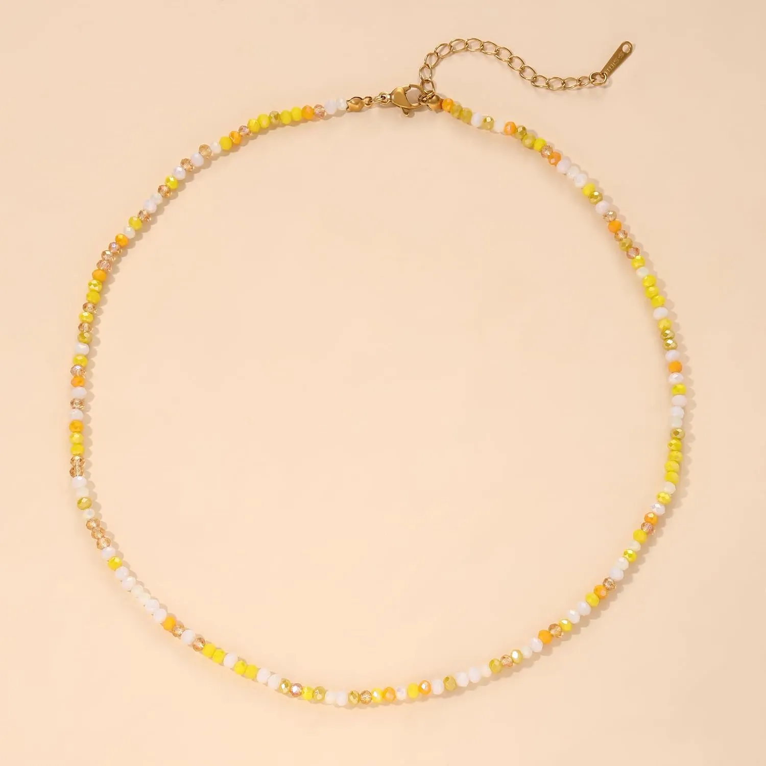 JSJOY Tiny Crystal Beaded Choker Necklaces for Women Colorful Beaded Necklace Dainty Choker Necklaces Simple Boho Jewelry Gifts for Teens Handmade Bead Necklaces Gifts