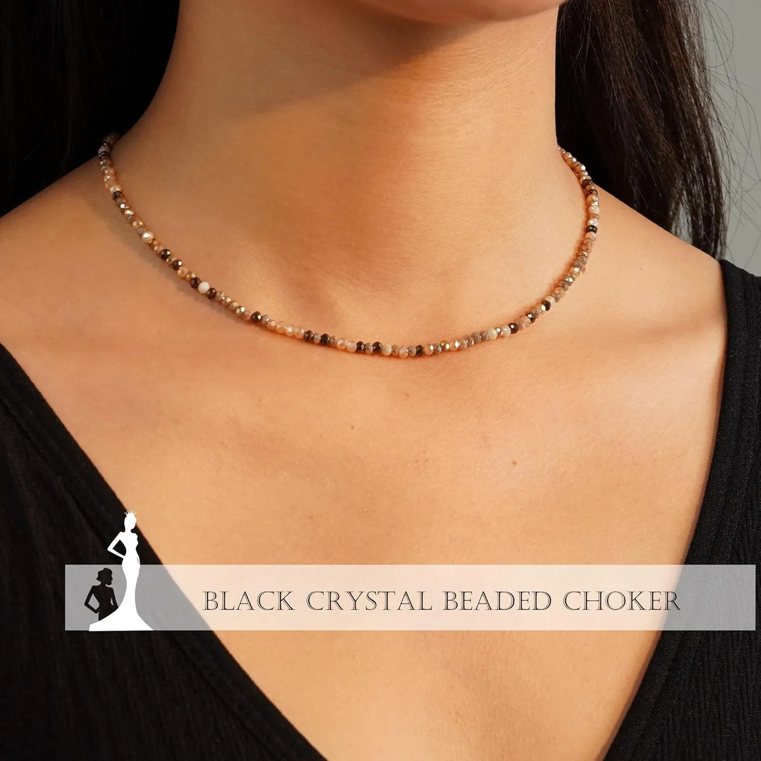 JSJOY Tiny Crystal Beaded Choker Necklaces for Women Colorful Beaded Necklace Dainty Choker Necklaces Simple Boho Jewelry Gifts for Teens Handmade Bead Necklaces Gifts