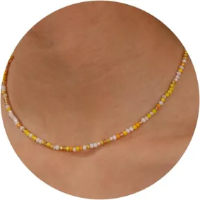 JSJOY Tiny Crystal Beaded Choker Necklaces for Women Colorful Beaded Necklace Dainty Choker Necklaces Simple Boho Jewelry Gifts for Teens Handmade Bead Necklaces Gifts