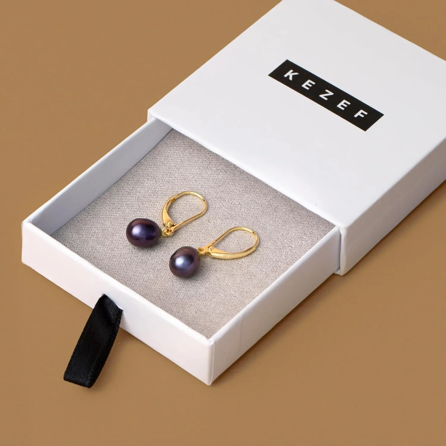 KEZEF Freshwater Pearl Drop Earrings, 14K Gold Plated Sterling Silver, 7-8mm Silver Dangle Earring for Women, Leverback, Hypoallergenic Bridal Pearl Earrings for Women dangling jewelry bridesmaid