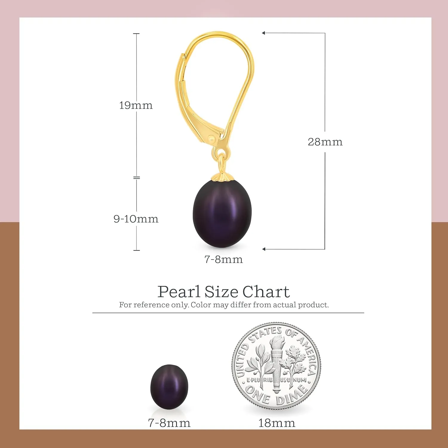 KEZEF Freshwater Pearl Drop Earrings, 14K Gold Plated Sterling Silver, 7-8mm Silver Dangle Earring for Women, Leverback, Hypoallergenic Bridal Pearl Earrings for Women dangling jewelry bridesmaid