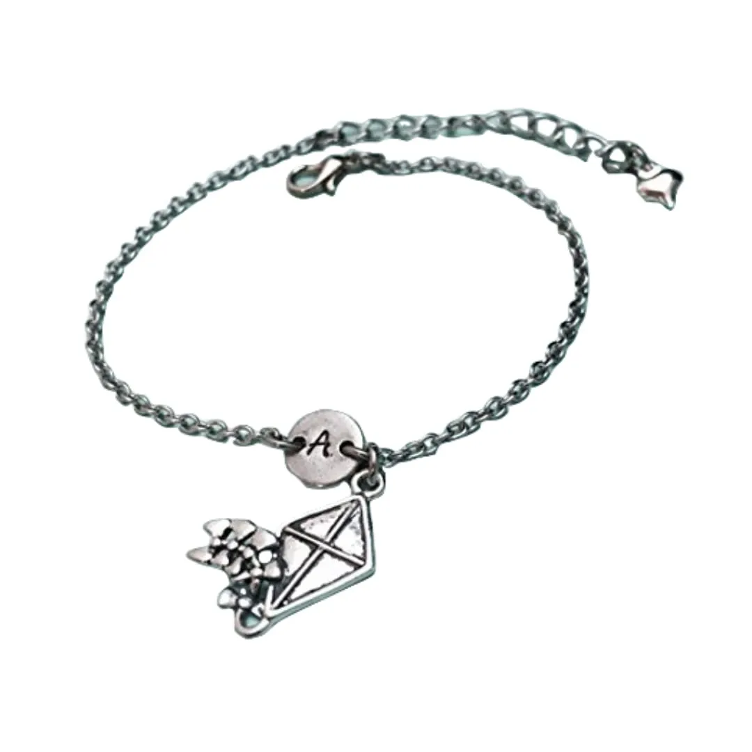 Kite charm bracelet, kite charm, adjustable bracelet, charm bracelet, personalized bracelet, initial bracelet, monogram