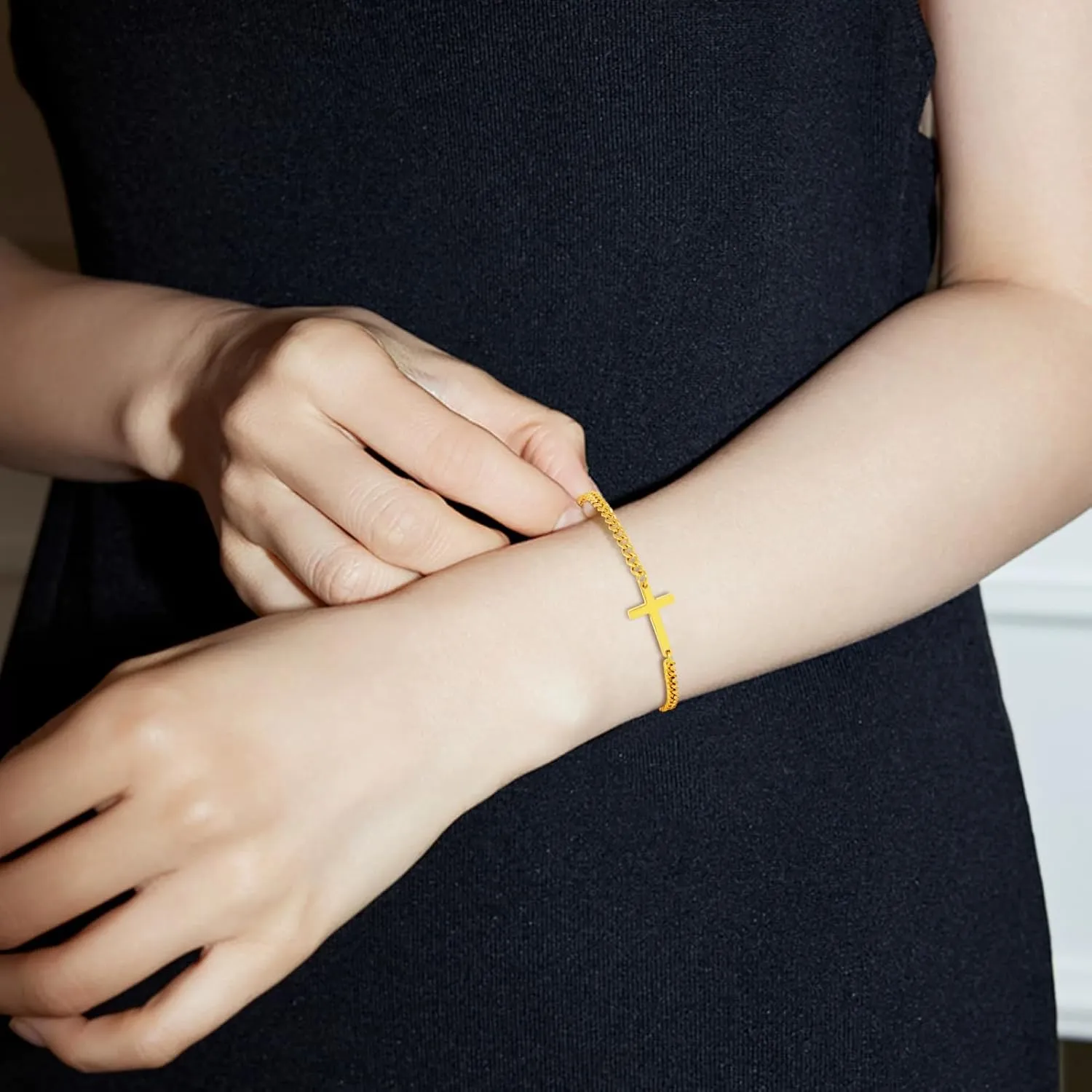 KOMI 18K Gold Plated Butterfly Zircon Bracelet Stainless Steel Pendant Adjustable Evil Bracelet Girlfriend Mom Best Friend Gift Jewelry