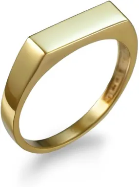 LA BLINGZ 10K Yellow Gold Stackable Rectangle Bar Signet Pinky Ring