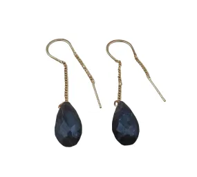 Labradorite Tear Drop Earring, Chain Threader Earrings, 14k Gold Plated Chain Earrings, Chain Dangle Drop Earrings, Chain Earrings For Her
