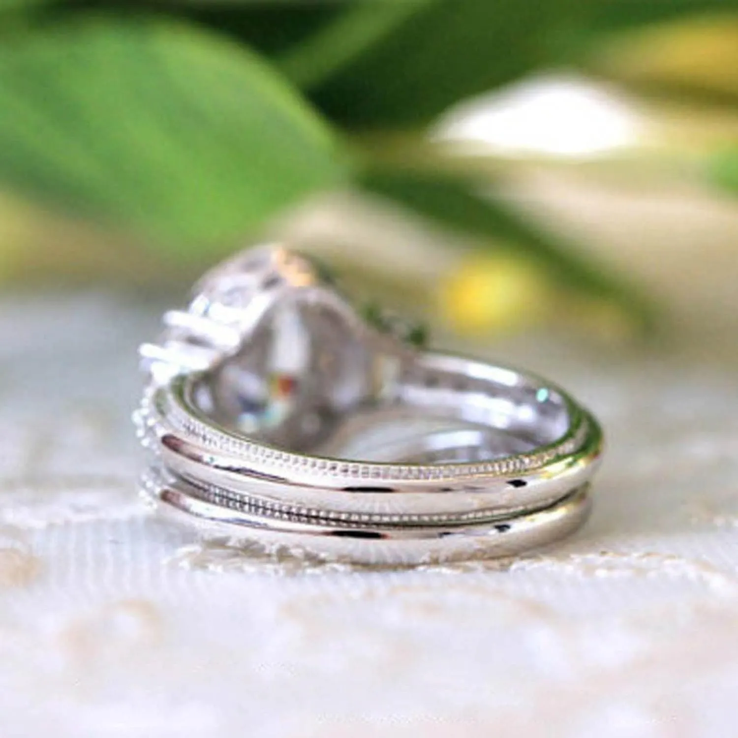 Lady 2Pcs Rhinestone Rings Set for Lady Inlaid Zircon Engagement Rings CZ Simulating Diamond Proposal Rings (Silver, 6)