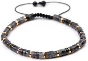 Lapis Lazuli Seven-Color Woven Bracelet, Adjustable 4mm Gemstone Beaded Spiritual Jewelry, Elegant Boho Luck Charm(13)