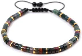 Lapis Lazuli Seven-Color Woven Bracelet, Adjustable 4mm Gemstone Beaded Spiritual Jewelry, Elegant Boho Luck Charm(14)