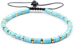 Lapis Lazuli Seven-Color Woven Bracelet, Adjustable 4mm Gemstone Beaded Spiritual Jewelry, Elegant Boho Luck Charm(9)