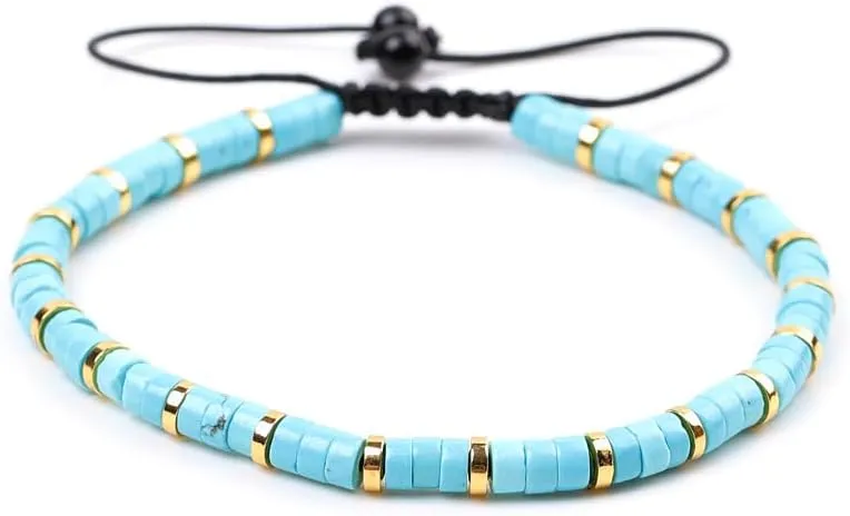 Lapis Lazuli Seven-Color Woven Bracelet, Adjustable 4mm Gemstone Beaded Spiritual Jewelry, Elegant Boho Luck Charm(9)
