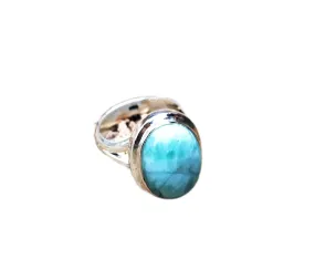 Larimar Ring, Blue Larimar Stone Sterling Silver Ring, Larimar Jewelry, Boho Ring, Dominican Larimar Ring, Healing Ring, Statement Ring, Larimar Gemstone Ring, Dainty Ring, Midi Ring, Mother Day Ring
