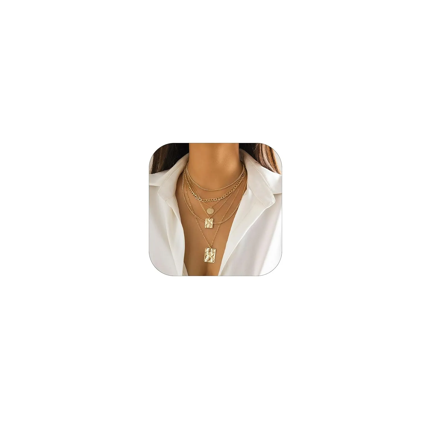 Layered Necklaces for Women Dainty Gold Charm Necklace Peaperclip Chain Necklace Stacked 14k Gold Necklace Jewelry Set Gifts Trendy Necklaces for Women 2024