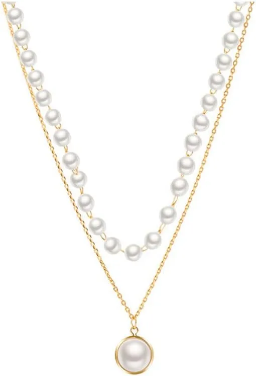 Layered Pearl Necklaces for Women Pearl Choker Necklace for women Layering Necklaces Double Layer Necklace Pearl Pendant Necklace for women
