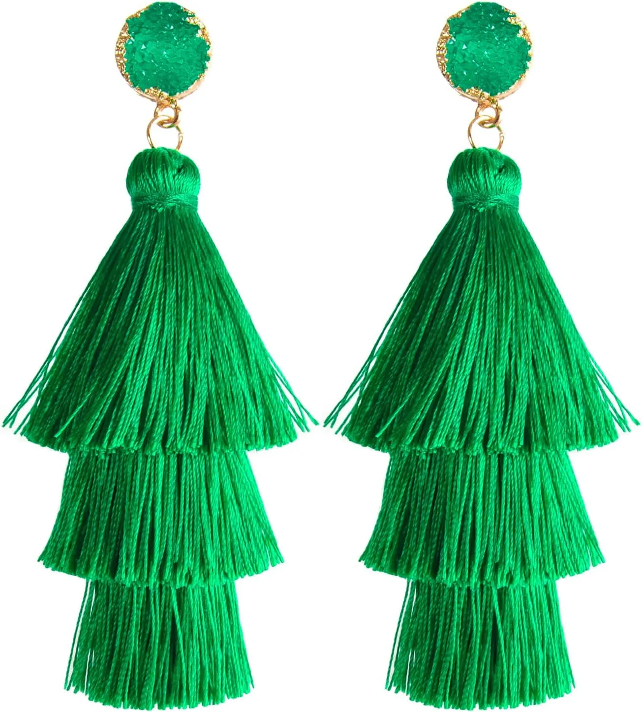 Layered Tassel Bohemian Dangle Earrings, Acrylic Rose Petal Drop Earrings Holiday Festive Costume Earrings Gift for Women
