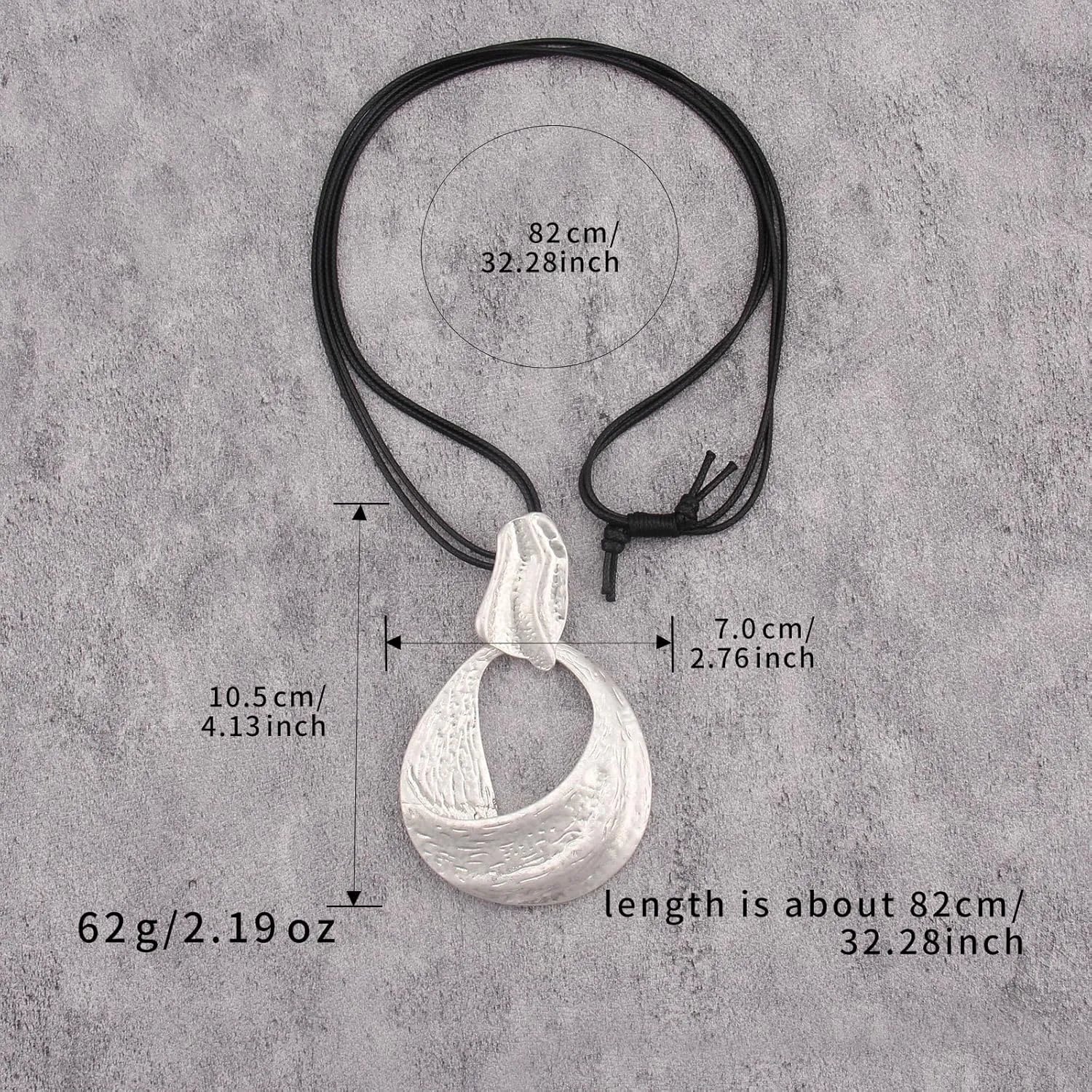 Leather Necklace for Women Large Pendant Hippie Choker Necklace Vintage Sweater Necklace Chunky Boho Necklaces for Women