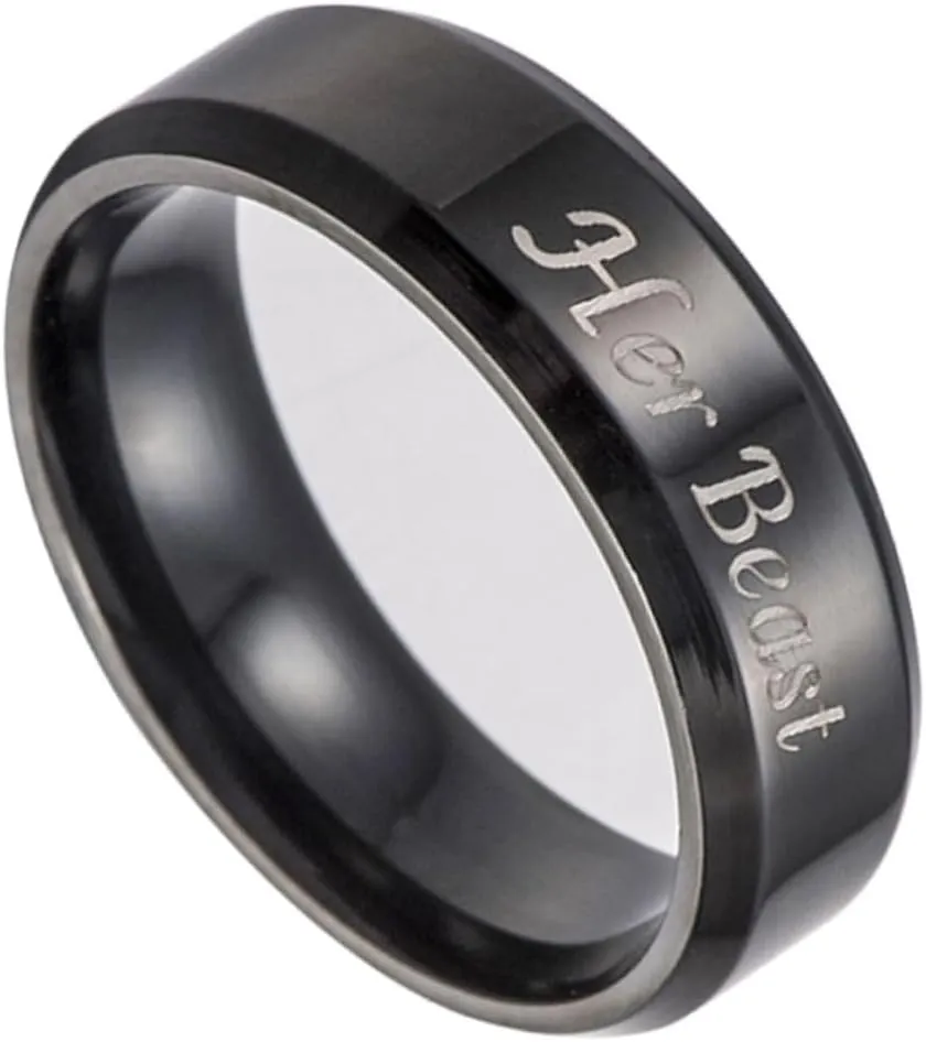 LIFKOME Stylish Stainless Steel Couples Rings Set Promise Ring for Women Men His and Hers Ring