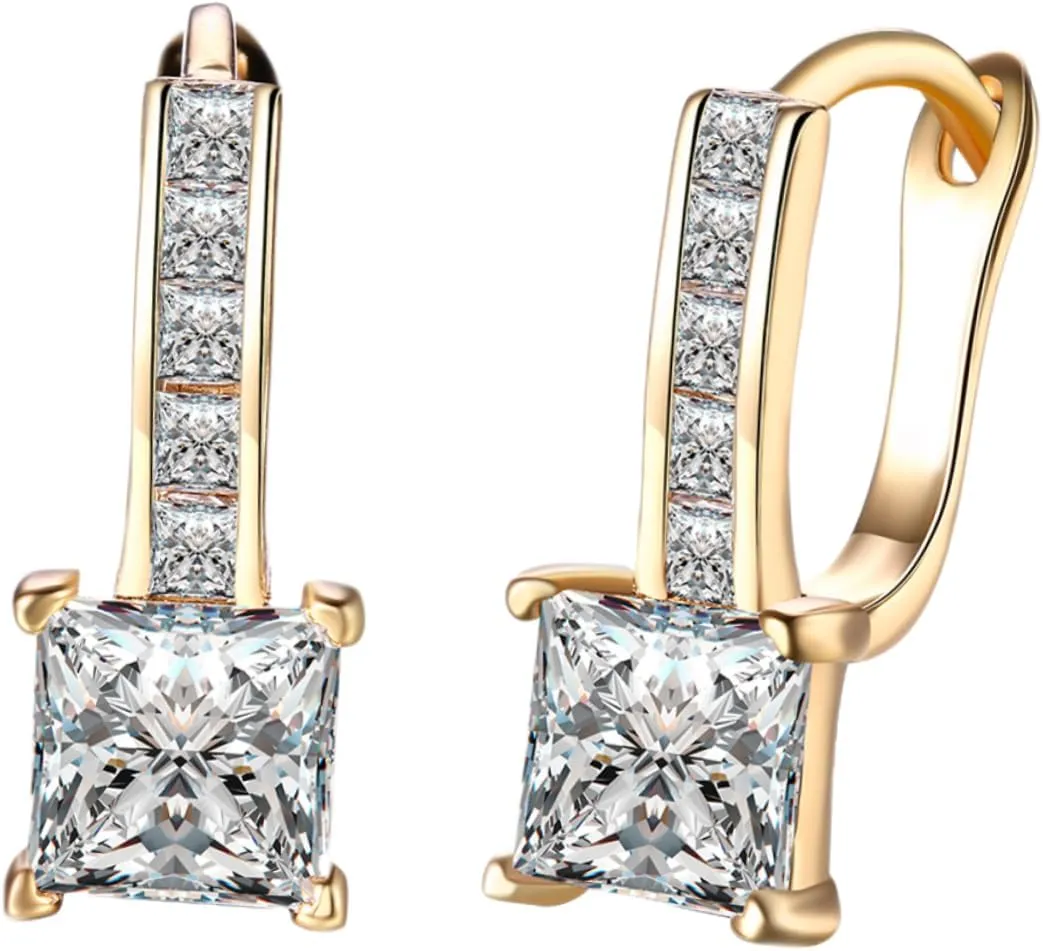 LIFKOME Zircon Diamond Jewelry Earrings Gold Plated Crystal Dangle Earrings for Women for Parties and Weddings