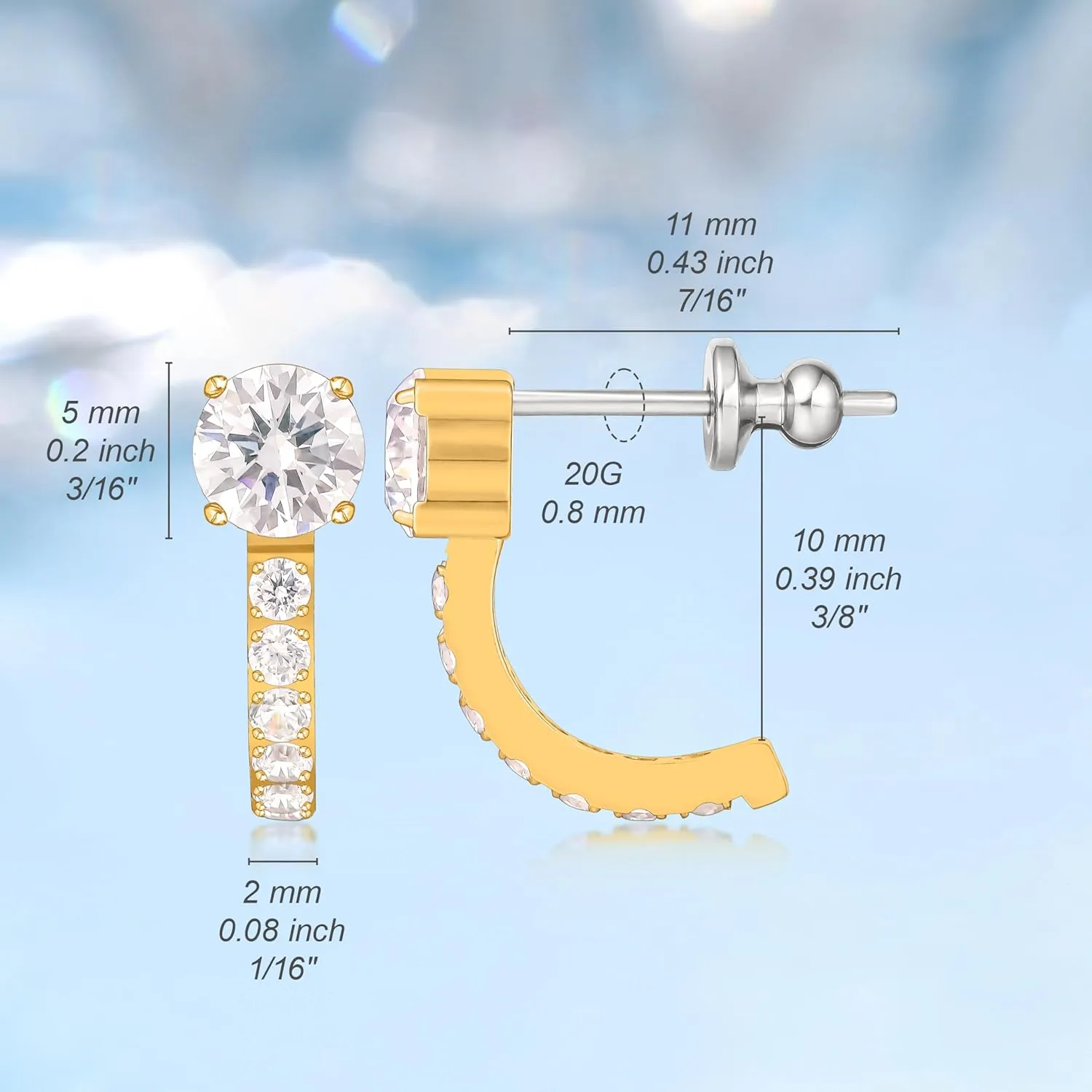 Limerencia Hypoallergenic F136 Pure Titanium Post Cubic Zirconia Huggie Earrings | Small Hoop Earrings for Women Men | Lightweight Fashion Stud Earring for Sensitive Ears