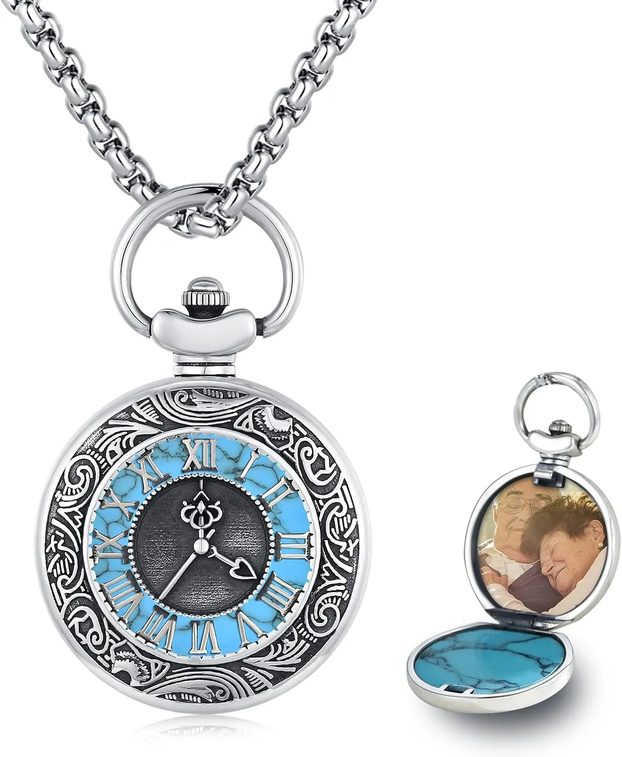 Locket Necklace That Holds Pictures 925 Sterling Silver Round Travel Necklace Women Personalized Customize Photo Locket Men Graduation inspirational Jewelry Gifts for Mom Grandma