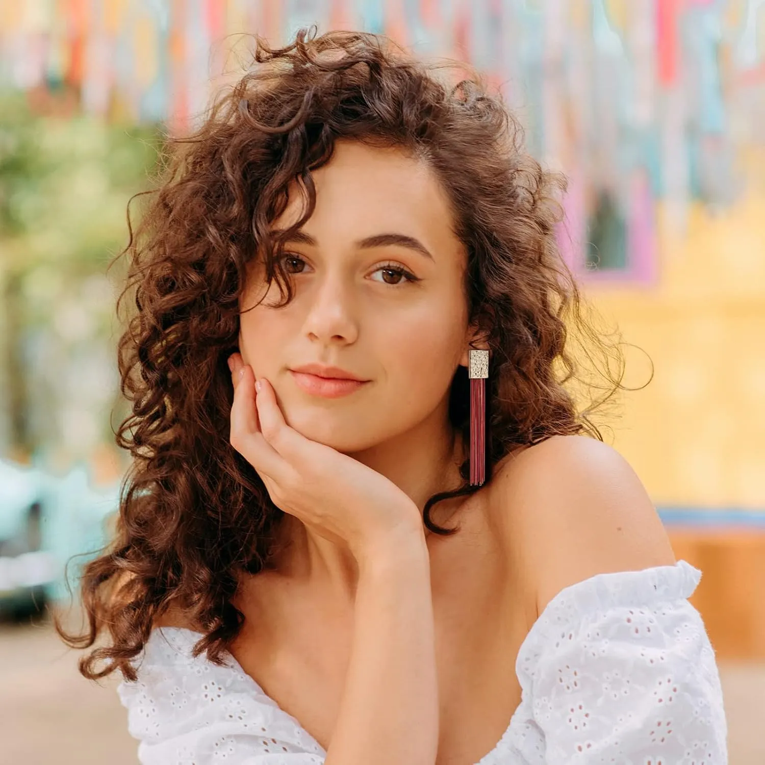 Long Chain Tassel Earrings Elegant - Sleek Chain Fringe Dangle Earrings for Party, Wedding or Event