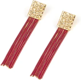 Long Chain Tassel Earrings Elegant - Sleek Chain Fringe Dangle Earrings for Party, Wedding or Event