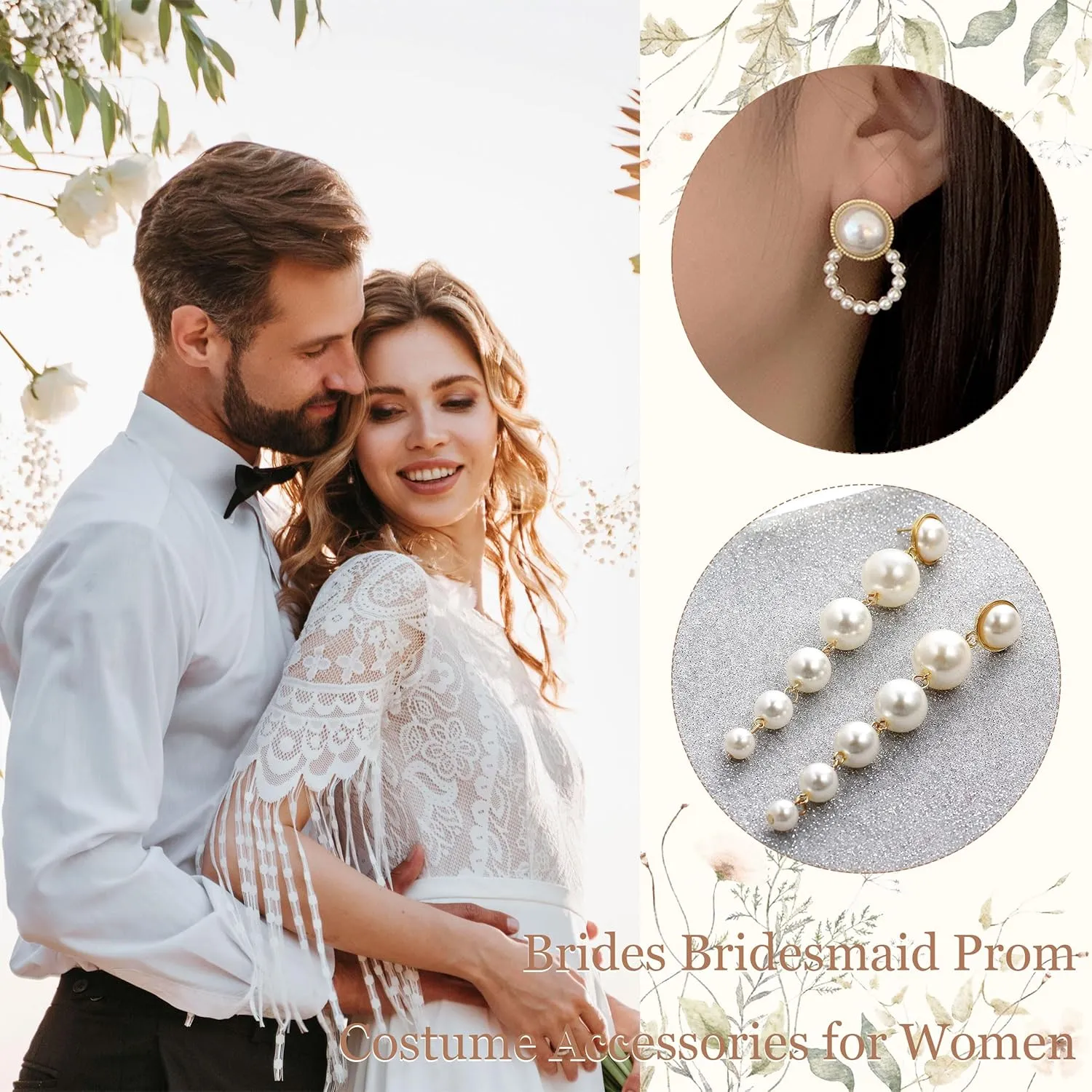 Long Pearl Earrings for Women Trendy Pearl Dangle Earrings Hypoallergenic Elegant Wedding Pearl Tassel Earrings for Bridal Prom Jewelry Gifts