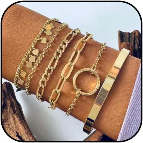 Long tiantian Chunky Gold Bracelet Chunky Gold Bracelets Stack for Women Stackable Chunky Gold Jewelry for Women Men