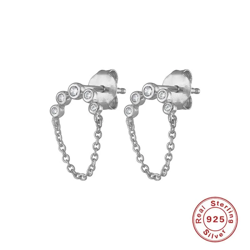 Luxe Tassel Glow: 925 Sterling Silver Minimalist Tassel Stud Earrings (silver)