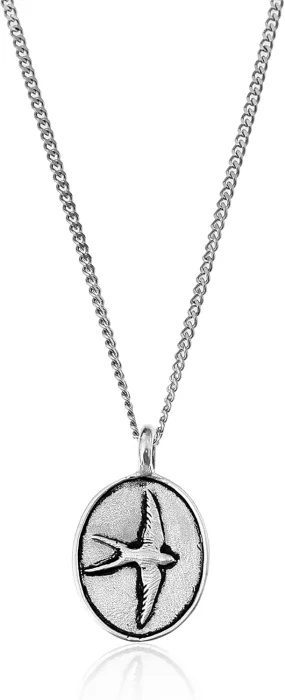 Made by Nami Mens Silver Necklace with Pendant Handmade 23" Surfer Cuban Link Chain with Stainless Steel Pendant Premium Jewelry Gift for Him