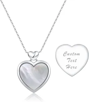 Madison Tyler S925 Sterling Silver Personalized Locket Necklace | Heart Shell CZ Pendant Necklace for Women | That Hold Pictures Customizable Memory Photo Lockets | Custom Any Photo Text & Symbols