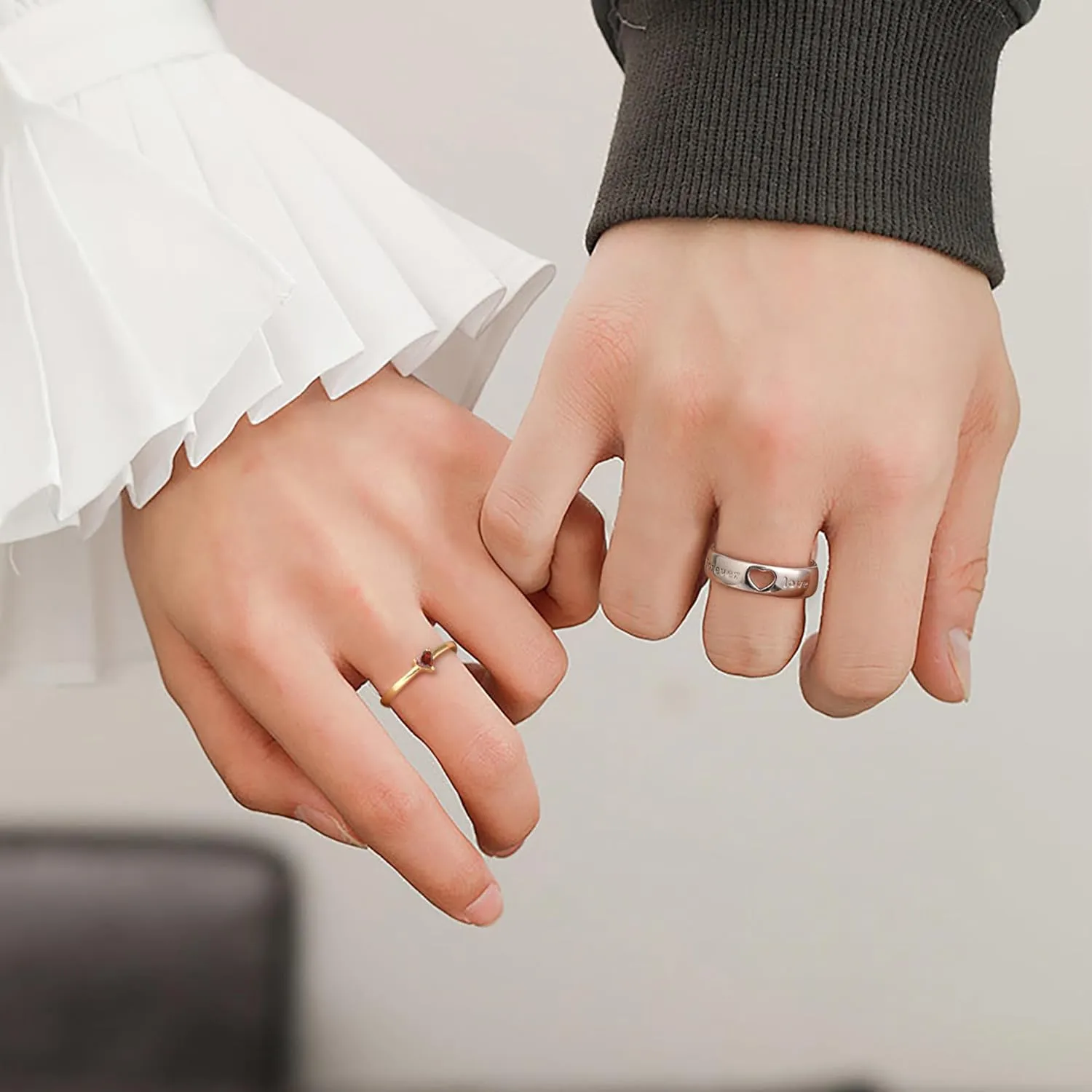 Matching Rings for Couples, Birthstone Rings for Women Adjustable Birthday Gifts for Girlfriend Boyfriend Love You Forever Wedding Bands Sets for Her Him Anniversary Engagement Jewelry