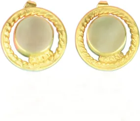 Matte Gold Plated White Moonstone Round Shape Boho Gold Small Stud Earrings For Christmas Day Gift