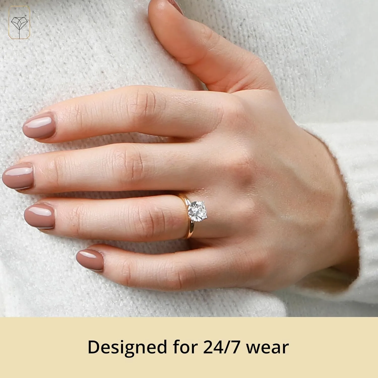 MAX   STONE 2 Carat Round Cubic Zirconia Solitaire Engagement Ring for Women | 14k Gold Engagement Rings | Simulated Diamond Ring | Real Gold CZ Engagement Rings