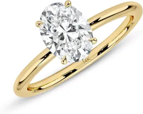MAX   STONE 3 Carat Oval Cubic Zirconia Solitaire Engagement Ring for Women |Simulated Diamond Ring | 14k Gold Engagement Ring | Yellow Gold CZ Engagement Ring