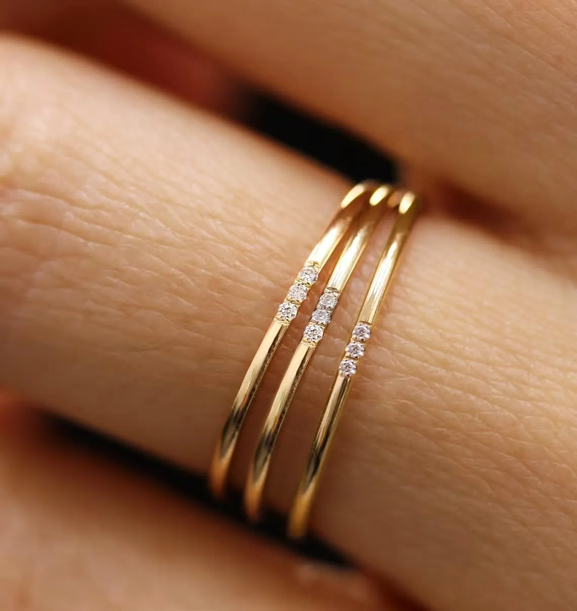 Me&Hz Thin Gold Rings for Women, 14K Gold Plated Stacking Rings Stackable Thin Band Rings Wedding Eternity Bands Aesthetic Jewelry
